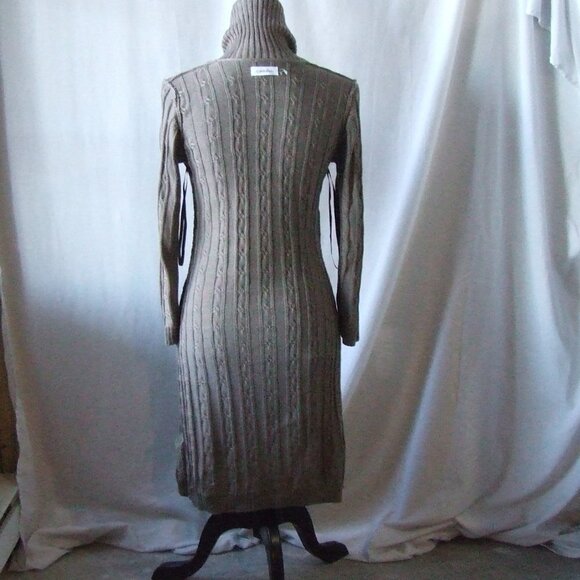 Calvin Klein dress sweater long sleeved taupe brown pull over mock cowl neutral - Picture 10 of 16